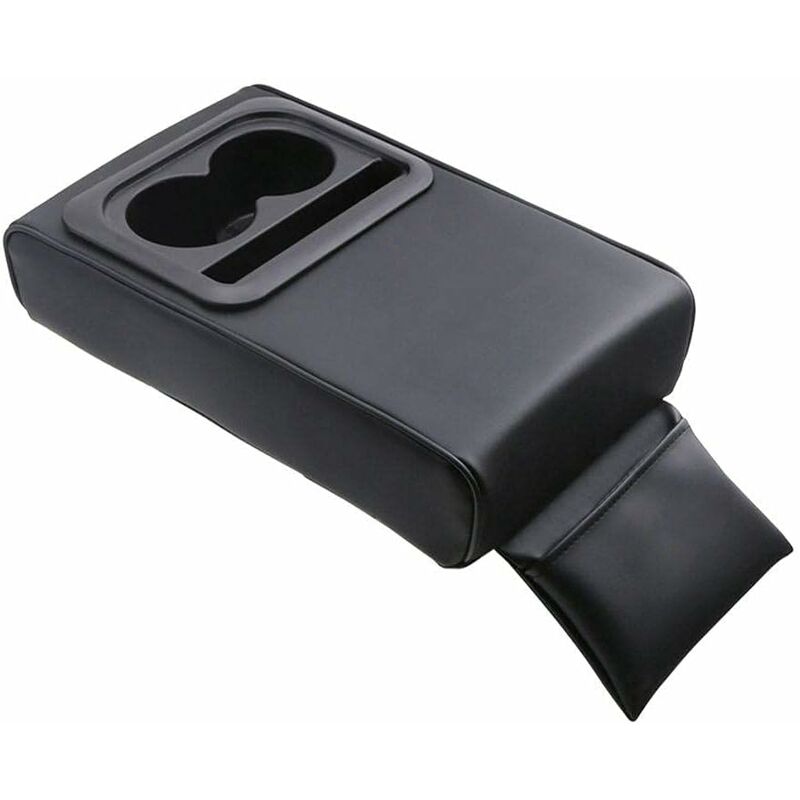 Car Armrest Cushion, Universal Car Center Console Armrest Pillow Pu Leather Memory Foam With Cup Holders And Storage - Image 1