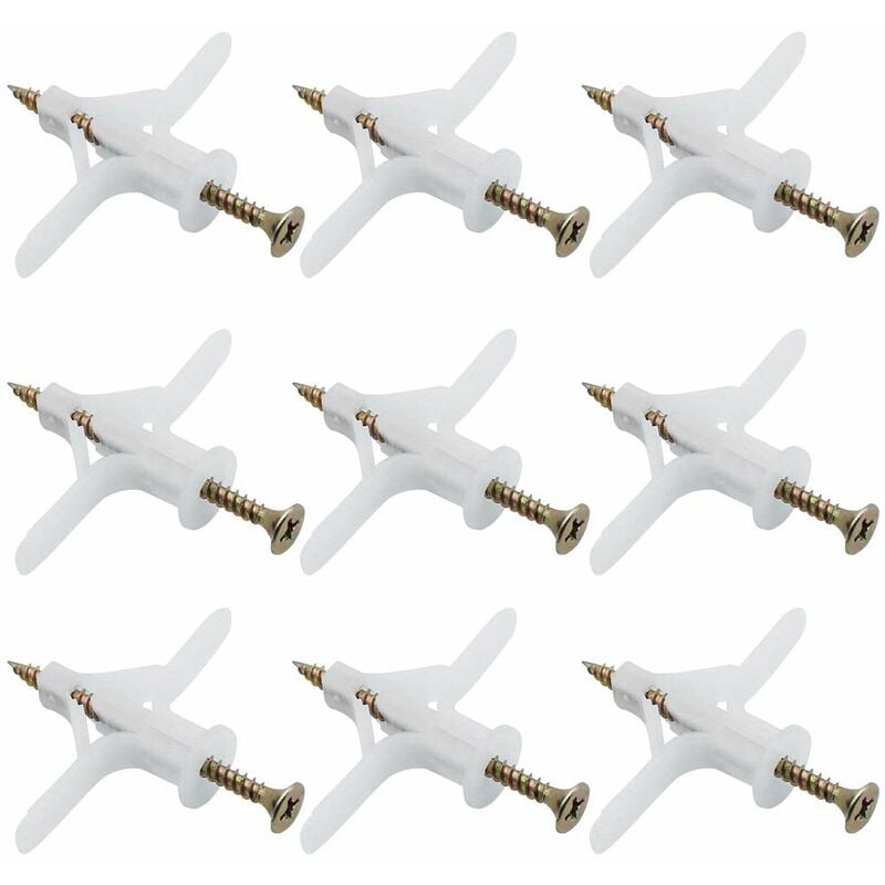 50 pcs Plasterboard Anchors Sets Plastic Expansion Pipe Aircraft Self Drilling Expansion Tube Anchors Used For Most - Image 1