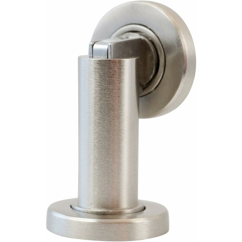 Magnetic Door Stop Ms010 In Stainless Steel Look - Door Stop With Floor And Wall Mounting Hardware - Magnetic Door Stop - Image 1