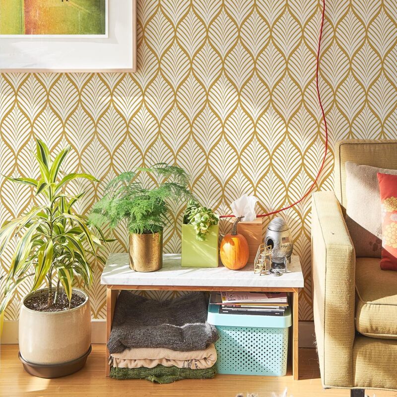 Modern Minimalist Yellow And White Geometric Pattern Wallpaper Waterproof Self-Adhesive Vinyl Film For Bathroom Living - Image 2