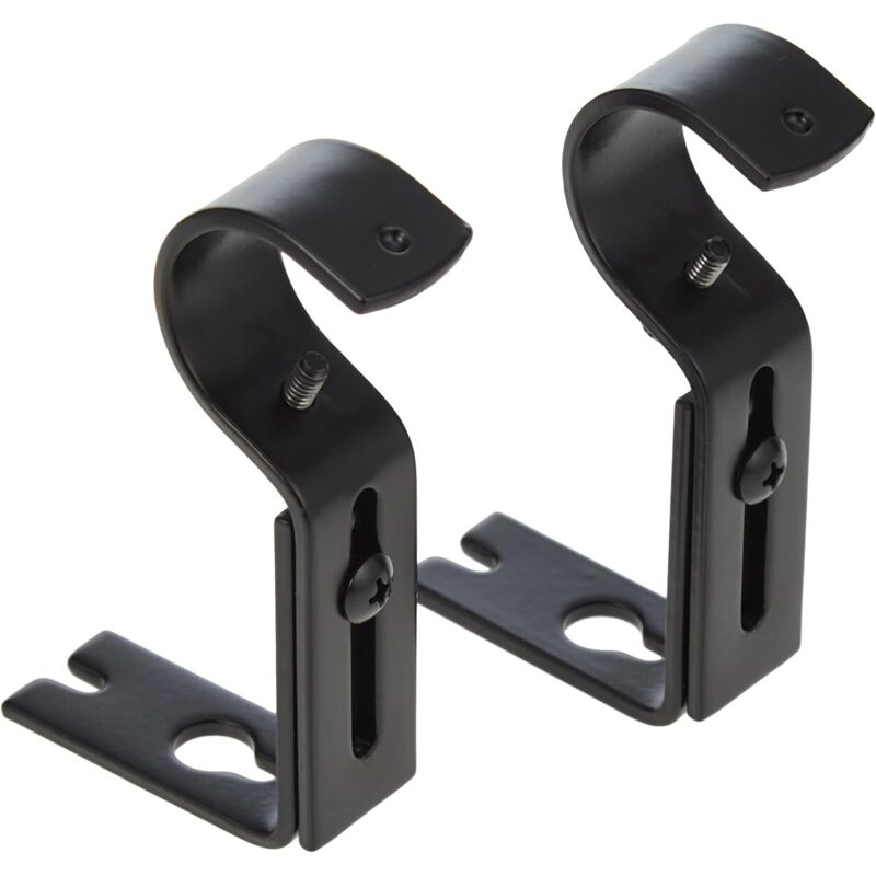Adjustable Curtain ROd Wall Bracket, 2 Pack, Black - Image 1
