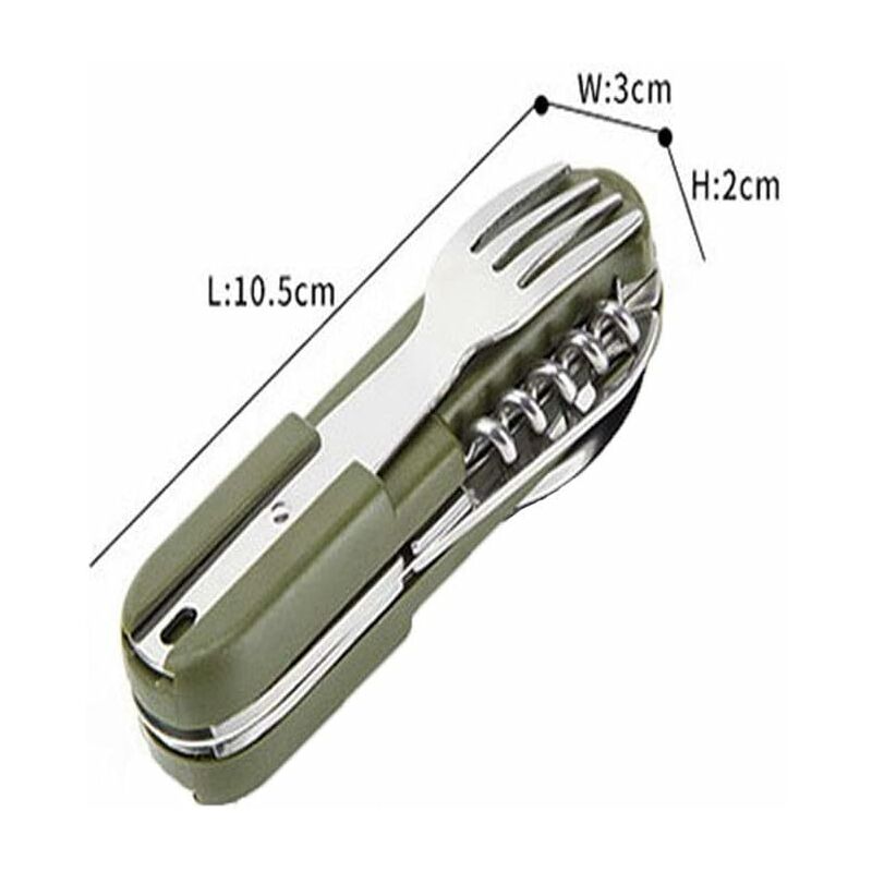 Stainless Steel Folding Tableware Set For Outdoor Camping - 7-In-1 Multi-Function Tool, Removable - Image 3