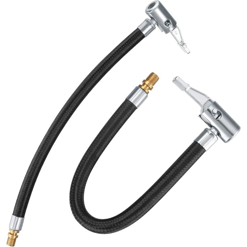 2 Tire Inflator Pump Hose, 35Cm Valve Inflator Tube Bicycle Hose, Car Tire Adapter, Car Air Rubber, Black, One Size - Image 1