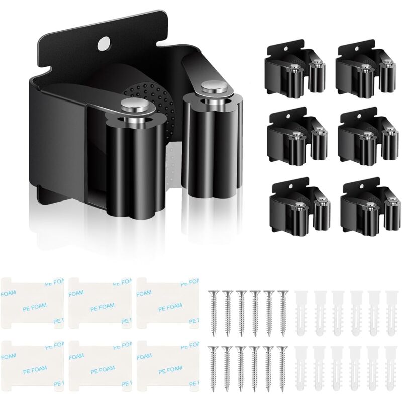 6 Pieces Mop Holder, Wall Mounted Mop Hanger, Mop Holders For Bathroom, Kitchen, Garden, Garage, Office - Image 1