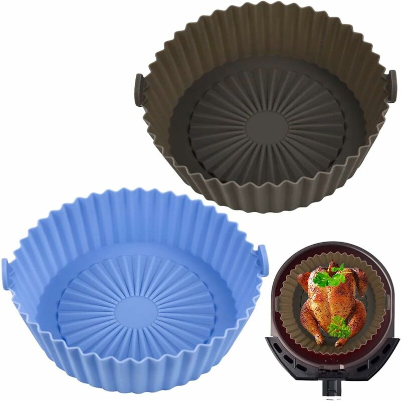 2 pcs Silicone Basket Air Fryer Accessories, Reusable Silicone Basket 16X14Cm For Airfryer, Microwave, Cake Pan, - Image 1