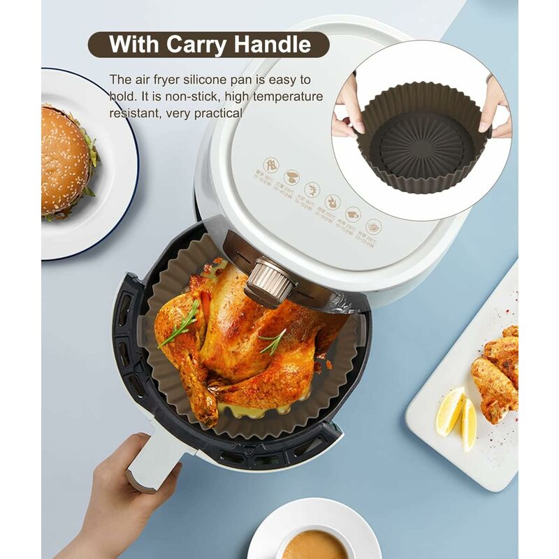 2 pcs Silicone Basket Air Fryer Accessories, Reusable Silicone Basket 16X14Cm For Airfryer, Microwave, Cake Pan, - Image 4