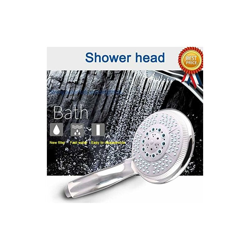 High Pressure Shower Head With 5 Adjustable Powerful Spray Modes, Universal Replacement Shower Head For Bathtub, 1/2