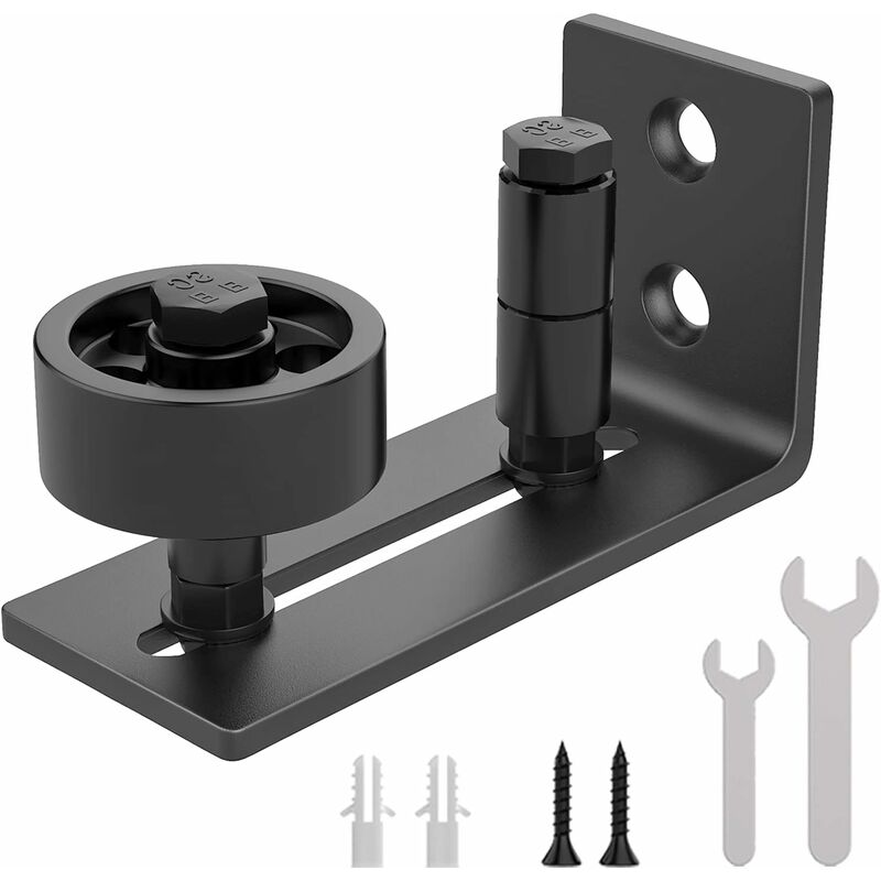 Heavy Duty Sliding Barn Door Track, 8 In 1 Black Carbon Steel Stop, Flush Bottom Design, Floor And Door Panels, - Image 1