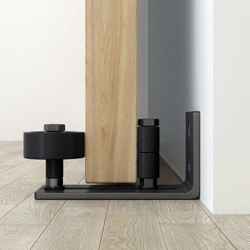 Heavy Duty Sliding Barn Door Track, 8 In 1 Black Carbon Steel Stop, Flush Bottom Design, Floor And Door Panels, - Image 2