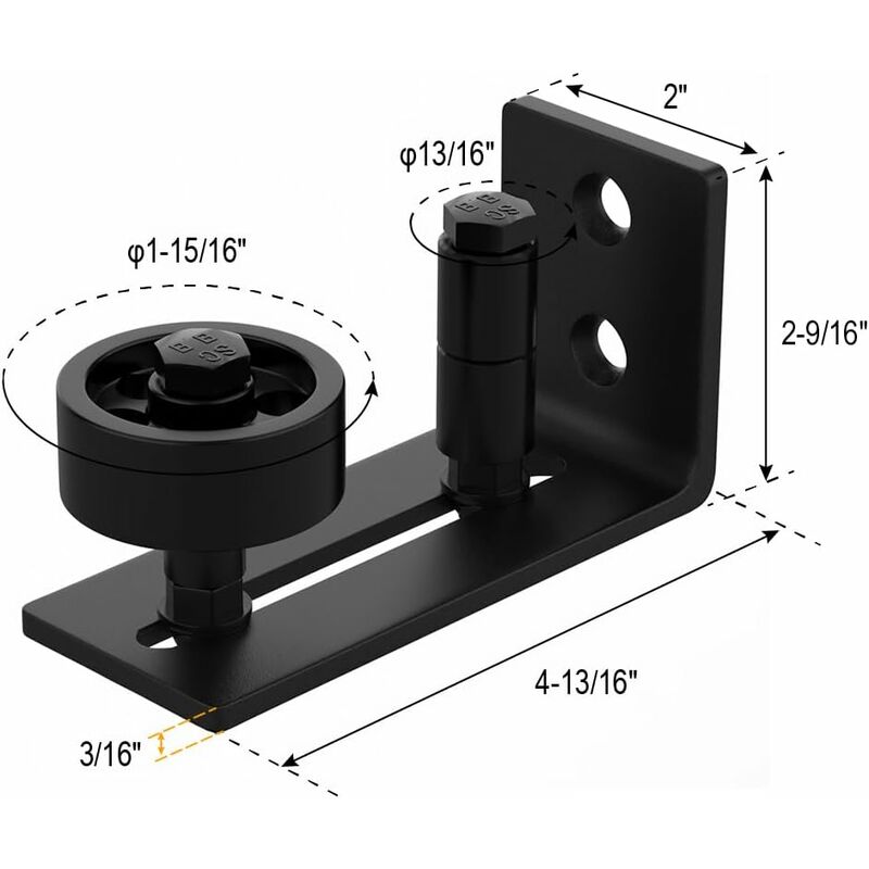 Heavy Duty Sliding Barn Door Track, 8 In 1 Black Carbon Steel Stop, Flush Bottom Design, Floor And Door Panels, - Image 3