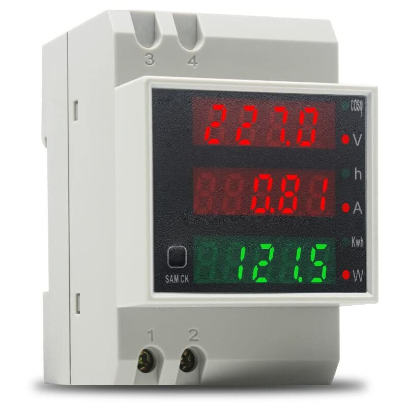 Din Rail Electricity Meter Single Phase Energy Meter Digital Voltmeter Ammeter Ac 80-300V 100A Wattmeter 1 Phase Power - Image 1