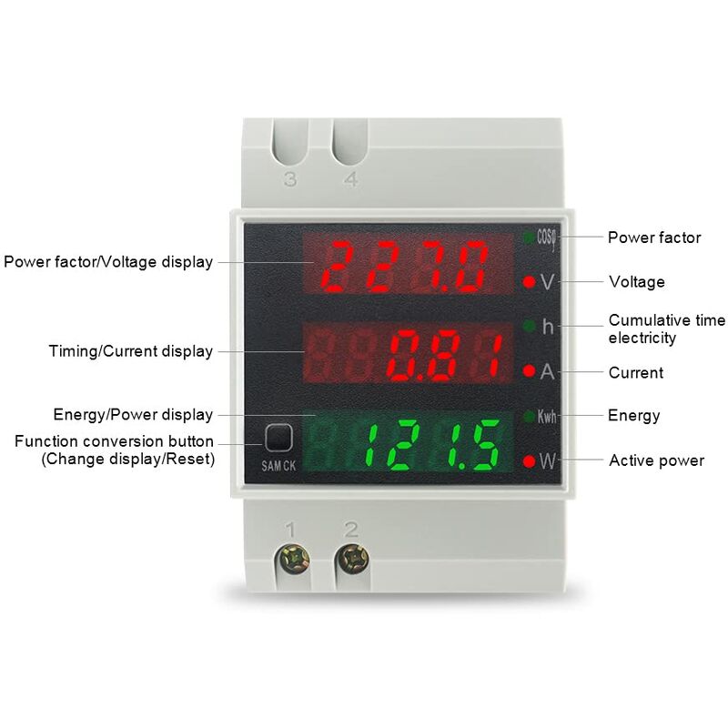 Din Rail Electricity Meter Single Phase Energy Meter Digital Voltmeter Ammeter Ac 80-300V 100A Wattmeter 1 Phase Power - Image 2