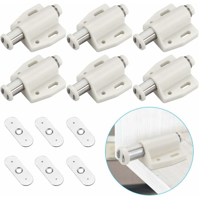 6 pcs Magnetic Push Catch Plastic Magnetic Catch Soft Close Magnetic Catch For Door Cabinet Drawer Sliding Cupboard - Image 1