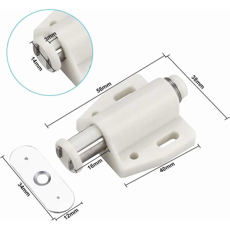 6 pcs Magnetic Push Catch Plastic Magnetic Catch Soft Close Magnetic Catch For Door Cabinet Drawer Sliding Cupboard - Image 2