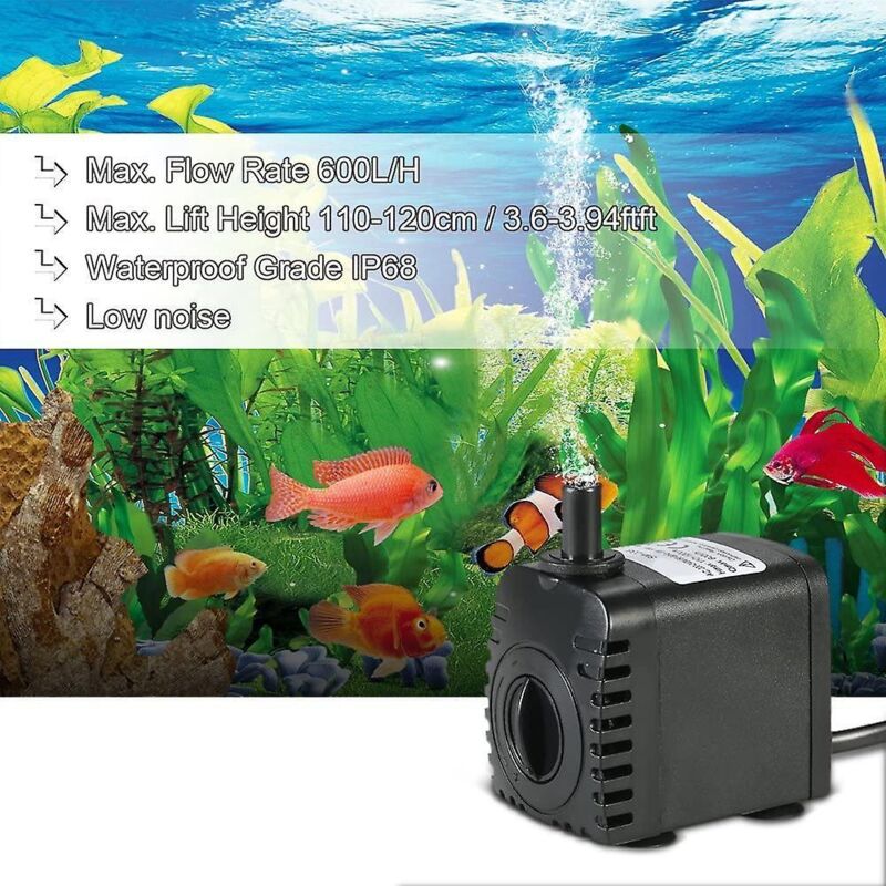 Submersible Water Pump, 600L/H 8W Water Pump, For Aquarium Tabletop Fountains, Pond Water Gardens And Hydroponic - Image 3