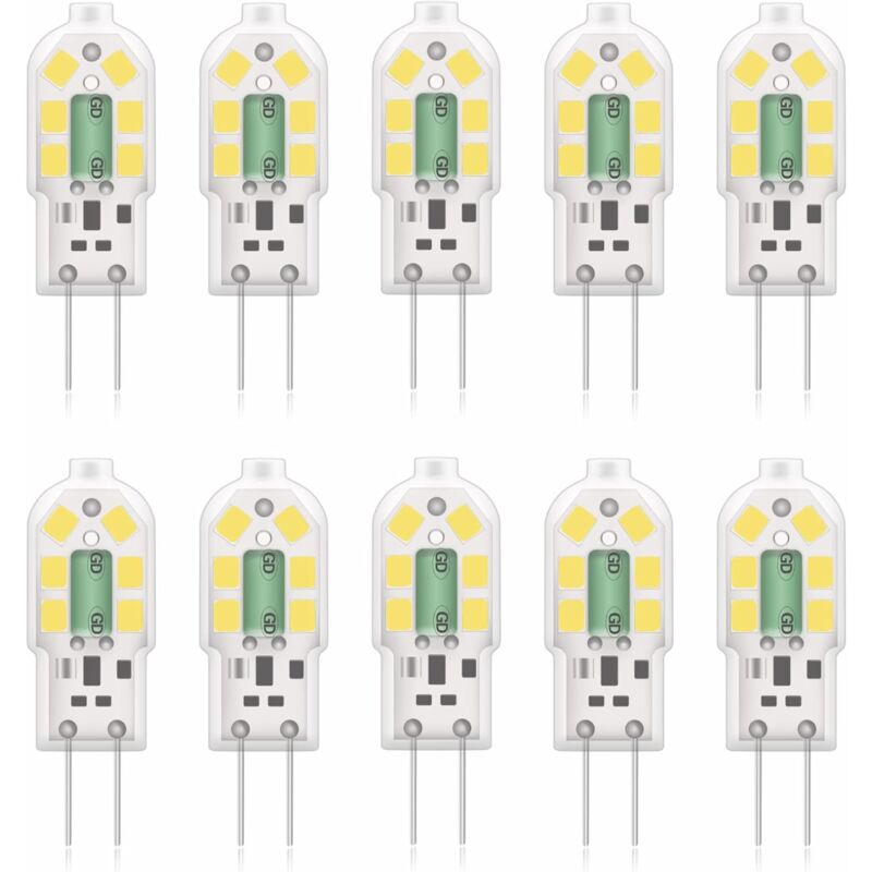 G4 2W LED Bulb, 20W Halogen Bulbs Equivalent, Cool White 6000K, 200Lm, 12X Smd, 12V Ac/Dc - Pack Of 10 [Energy Class A+] - Image 1