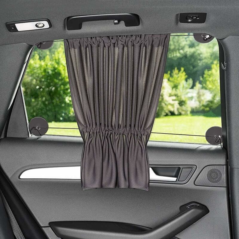 Baby Car Sun Shade 65 X 50 Cm - Car Curtain With Suction Cup - Uv Protection - Ideal For Large Side Windows - Grey (X 2 - Image 1