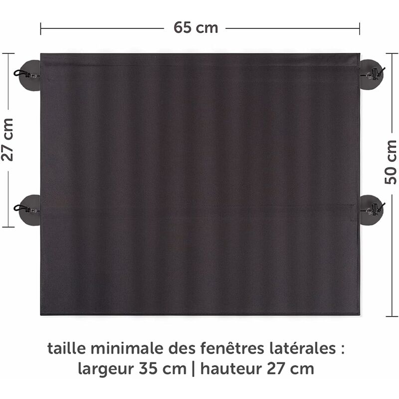 Baby Car Sun Shade 65 X 50 Cm - Car Curtain With Suction Cup - Uv Protection - Ideal For Large Side Windows - Grey (X 2 - Image 2