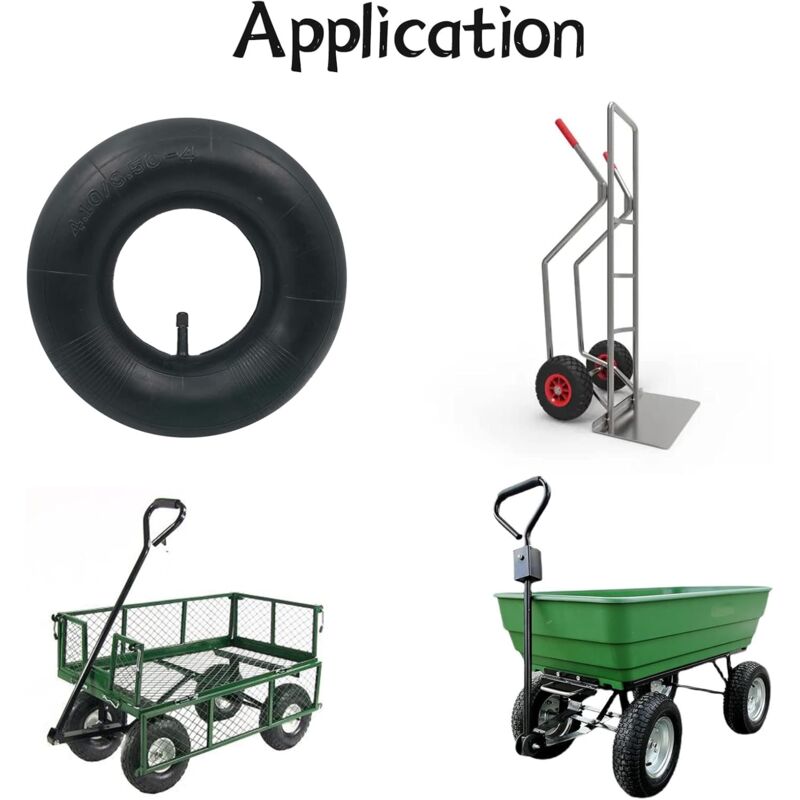 2 pcs 4.10/3.50-4 Inner Tube Tire Tr-13 Straight Valve For Hand Truck, Trolley, Hand Cart, Garden Cart, Lawn Mower - Image 4
