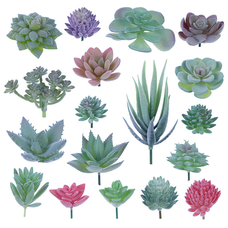 18 pcs Artificial Succulent Plants Flocking Potless Mini Fake Succulent Plants For Lotus Landscape Decorative Garden - Image 1