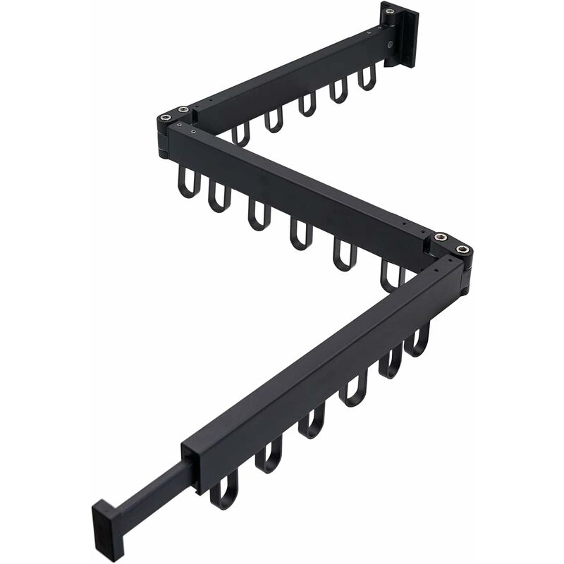 3 Tier Extendable Wall Mounted Clothes Drying Rack For Balcony And Bathroom Black Foldable Wall Mounted - Image 1