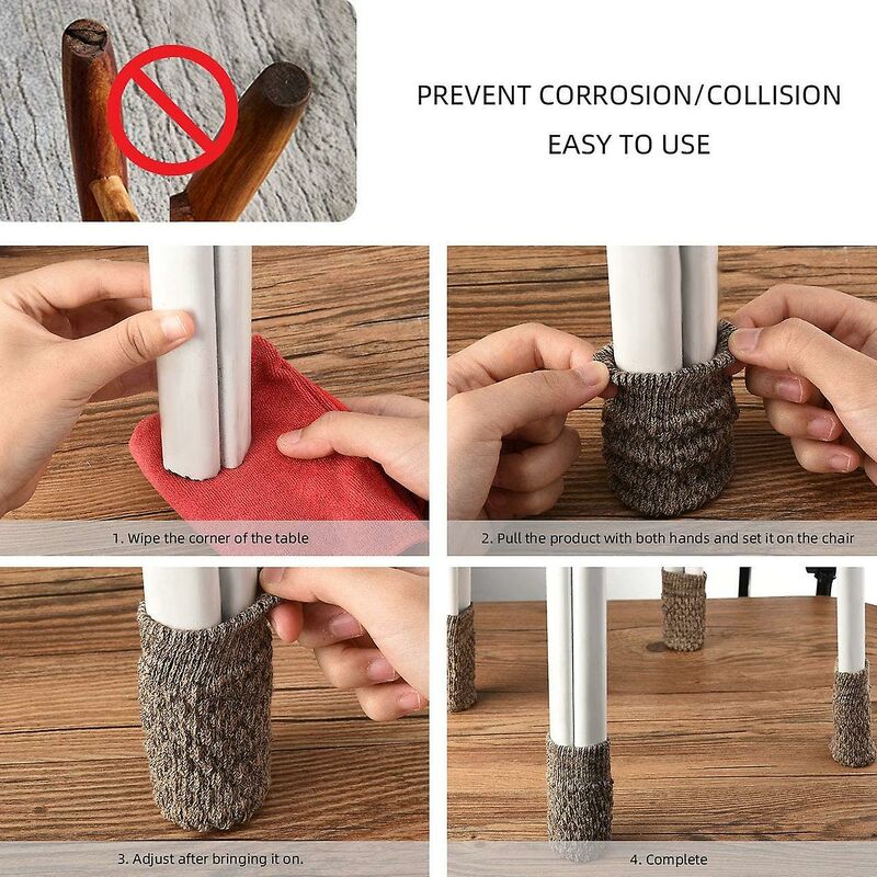 16 pcs Non-Slip Chair Leg Socks, Chair Leg Caps, Knitted Chair Leg Protectors For Floor Scratches And Reduce Noise - Image 4