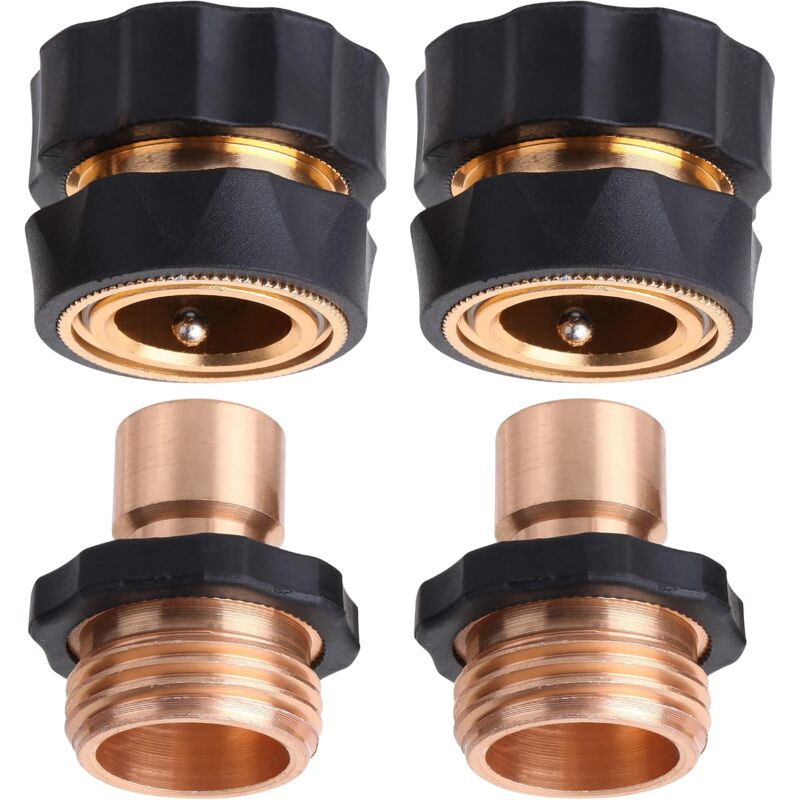 Garden Hose Quick Connectors, 3/4 Inch, 2 Sets (2 Female + 2 Male) Quick Connect Water Hose Connectors, Hose Fittings, - Image 1