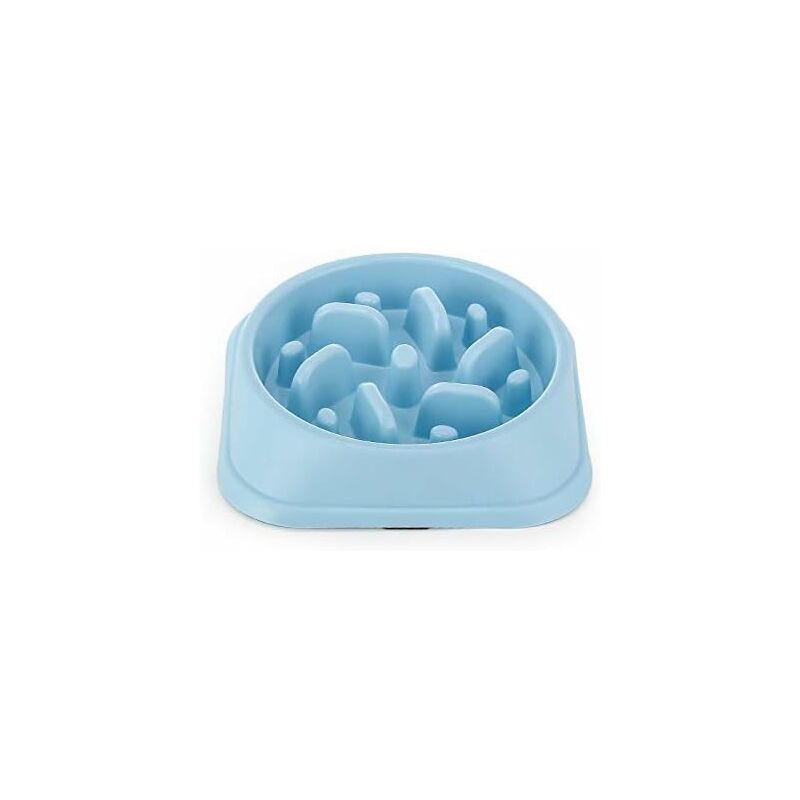 Slow Feeder Dog Bowl, Interactive Slow Feeder For Pets, Durable Square Non-Slip Pet Drinking Water Bowl Blue - Image 1