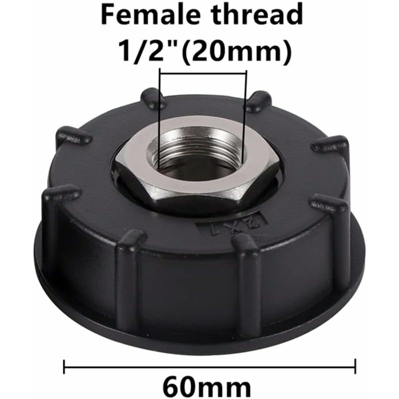 Ibc S60X6 Water Tank Adapter Coarse Thread With Hose Connector Stainless Steel Valve Spout Fittings (1/2
