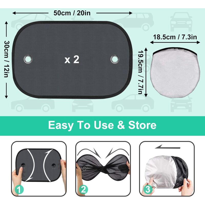 Baby Car Sun Shade, Car Window Sun Shade For Kids, Car Sun Protection Net, Uv/Heat Protection, Storage Bag Included, 50 - Image 4