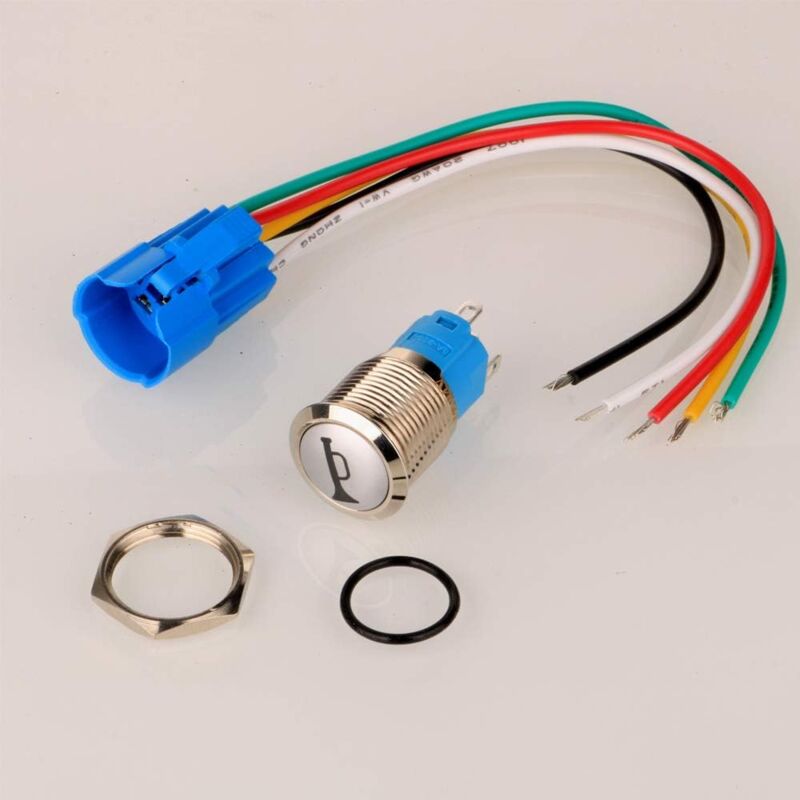 12V-24V/5A 16Mm Pre-Wired Momentary Horn Push Button Switch Waterproof Metal Button With Red LED - Image 3