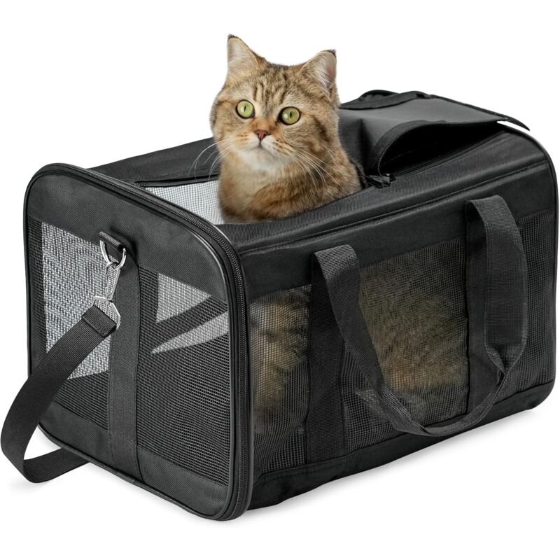 Cat Carrier Bag/Dog Carrier Bag For Cats, Small Dogs, Kittens Or Puppies, Soft And Foldable With Wool Mat For Travel By - Image 1