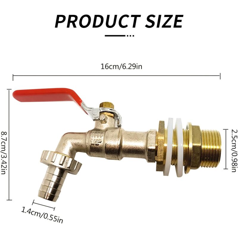 1000L Tank Faucet, Rainwater Harvesting Faucet Tank Adapter 1/2