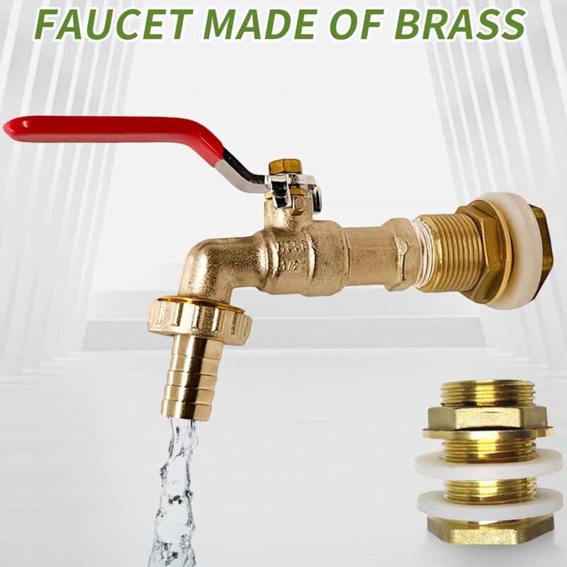 1000L Tank Faucet, Rainwater Harvesting Faucet Tank Adapter 1/2