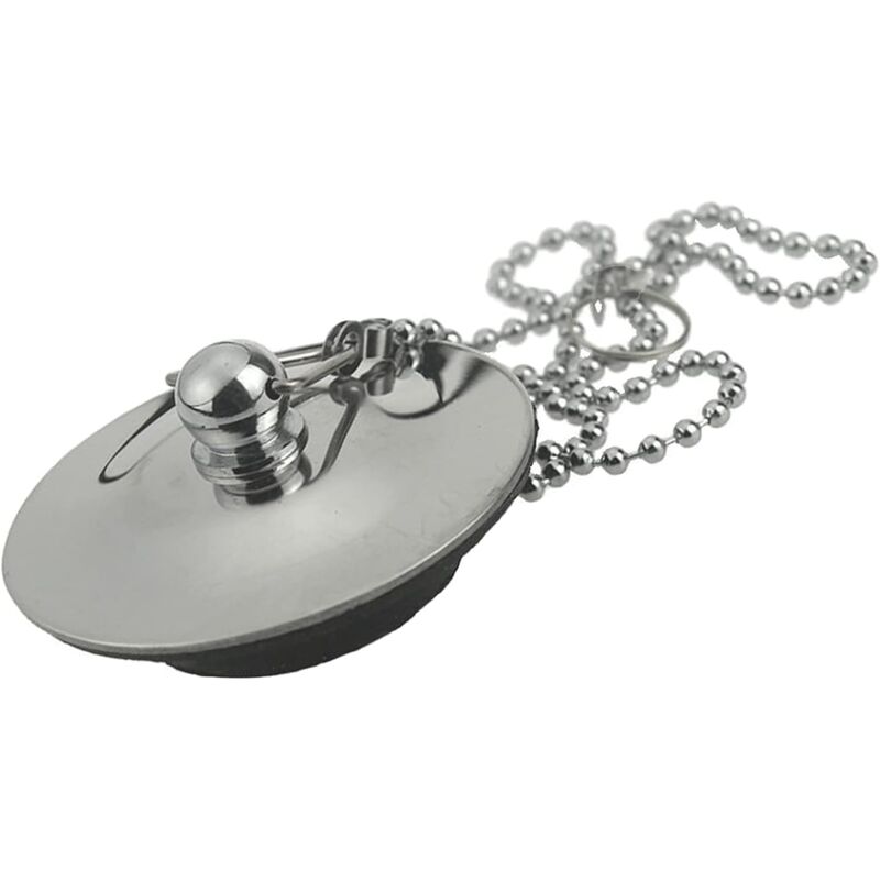 Sink Plug With Chain Rustproof Bathtub Stopper Drain Plug With Rubber Ring Bathtub Drain Cover Plug For Sink Bathtub - Image 1