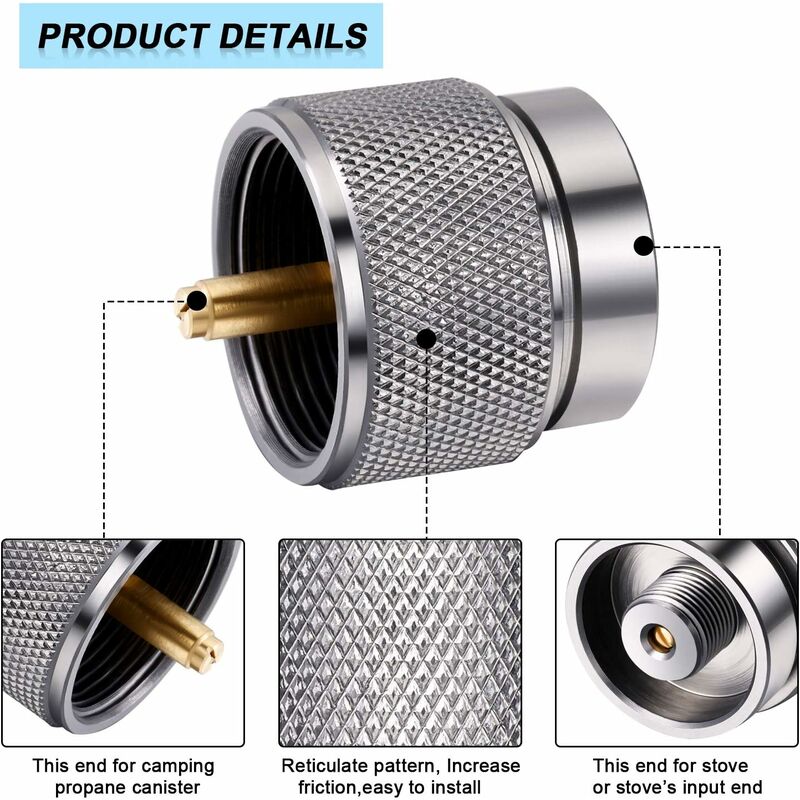 Parts Camping Stove Adapter 1 Lb Propane Small Tank Inlet Outlet Outdoor Cylinder Lpg Canister Adapter - Image 2
