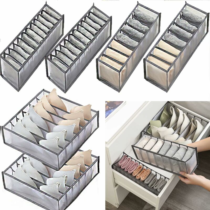 6 pcs Underwear Drawer Organizer Foldable Storage Box Large Capacity Drawer Storage Box For Storing Underwear, Socks, - Image 1