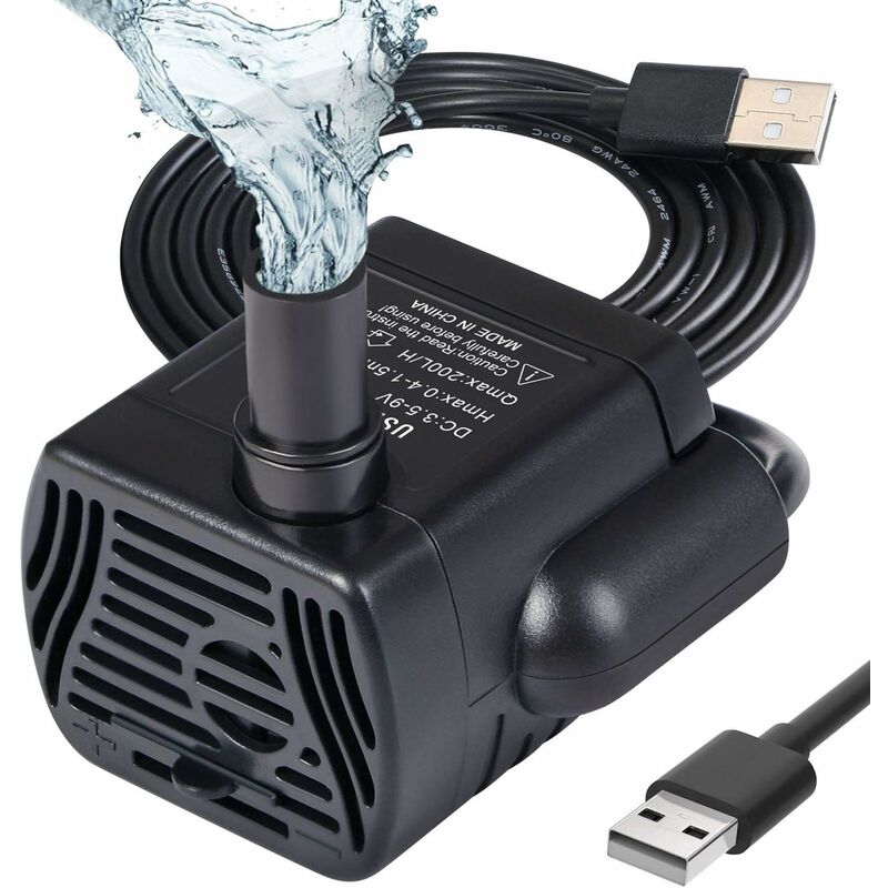 Submersible Water Pump, Aquarium Pump Adjustable 200L/H 3W Ultra-Quiet Catit Usb Pump For Pond Fish Tank Fountain Fish - Image 1