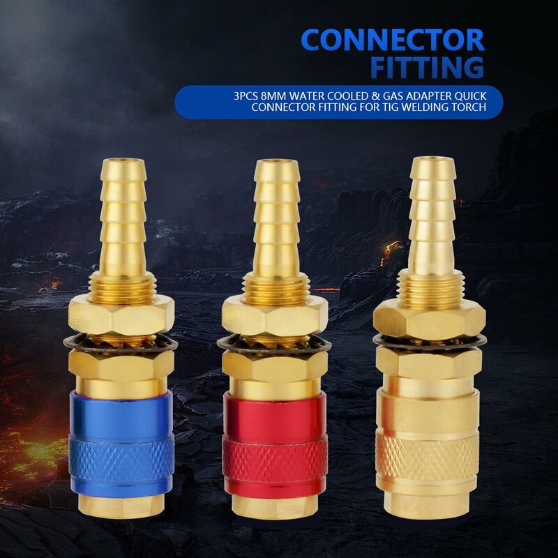 Quick Connector, 3 pcs 8Mm Water Cooled Welding Connector Gas Adapter For Tig Welding Torch - Image 2