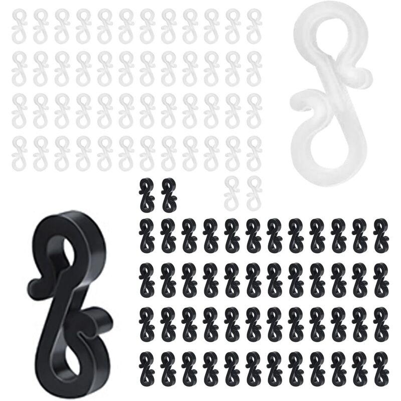 100 pcs Mini Black White Plastic Gutter Hooks With Shape Clip Outdoor Light Hooks For Wedding Christmas Halloween - Image 1
