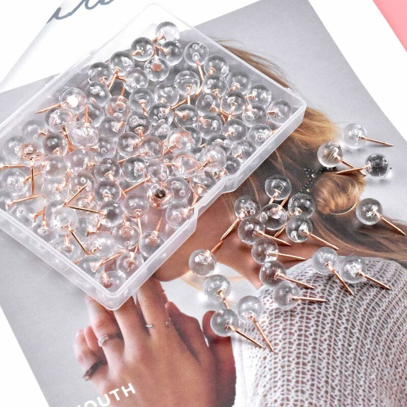 100 pcs Transparent Push Pins Cork Board Pins World Decorative Push Pins Travel Sewing Pin Wall Pins For Maps Post-It - Image 3