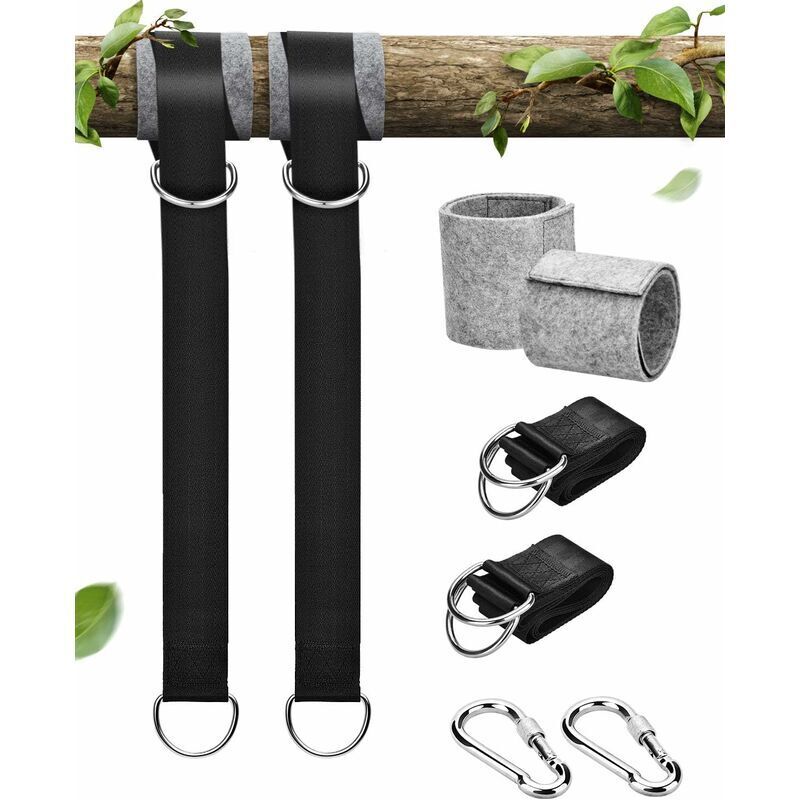 Tree Swing Straps, 158Cm Extra Long Hammock Tree Straps With 2 Safety Locking Carabiner Hooks And D-Rings, Perfect For - Image 1