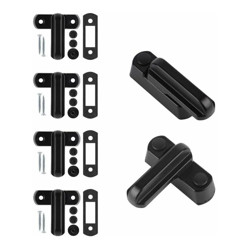 Sash Jammer Additional Window Lock, 4 Door Window Locks Block Aluminum Alloy With 8X Screws, Home Security, Child - Image 1