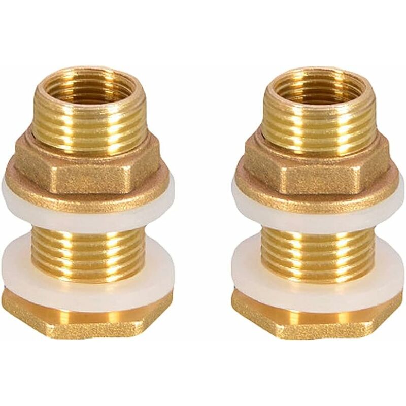 1/2 Brass Water Tank Water Pipe Connector 2 pcs 4.2Cm Brass Water Tank Socket 1/2 Inch Brass Water Connector For Rain - Image 1