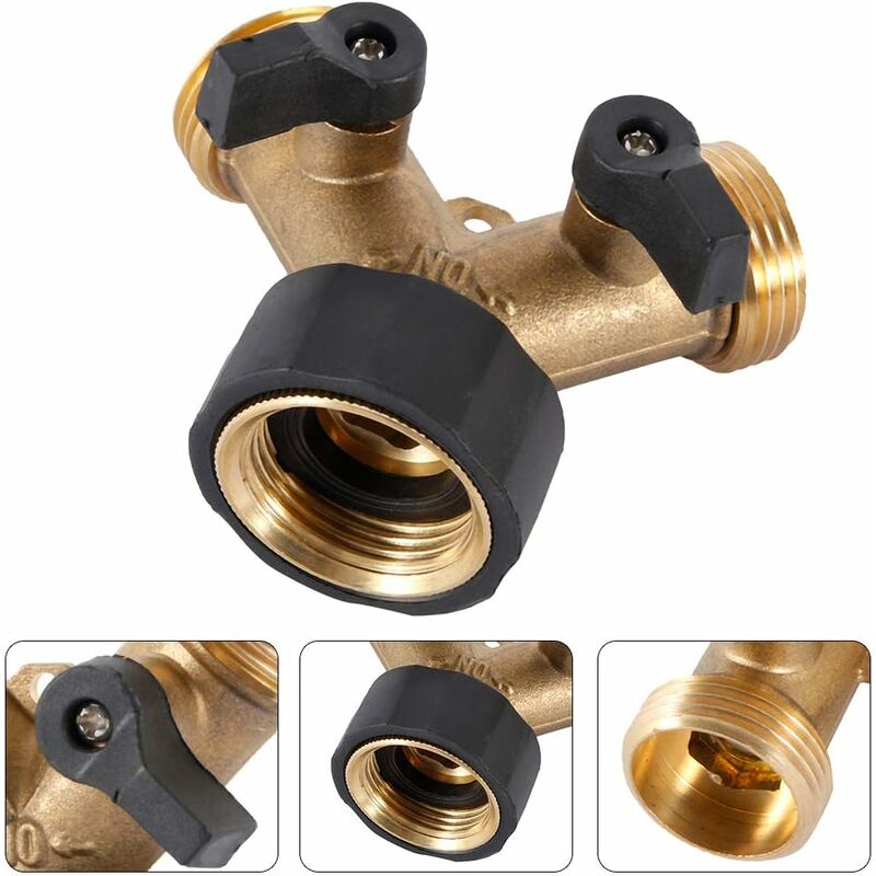 Double Washing Machine Tap, 2 Way Y Garden Hose Tap Connector Splitter For 3/4