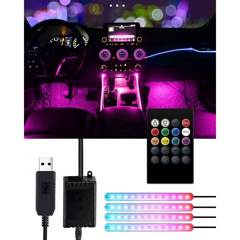 Car Interior LED Lights - Car Interior Lamp, 48 LED Car Strip Lights With Wireless Remote Control, Upgraded Waterproof - Image 1