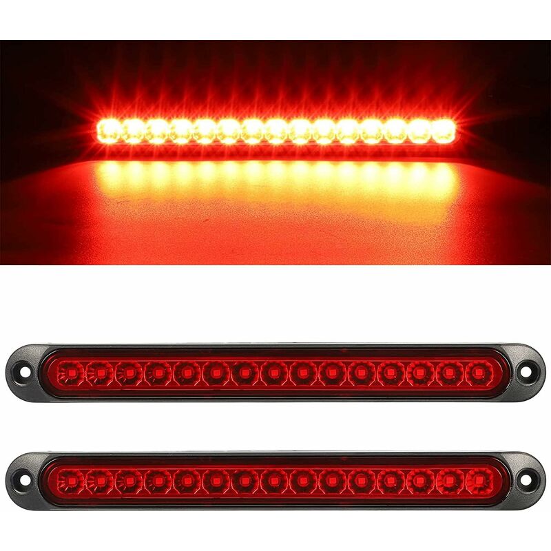 2 pcs 12V 15 LED Trailer Brake Tail Light Bar Waterproof Rear Lights Running Lights Identification Light For Offroad - Image 1