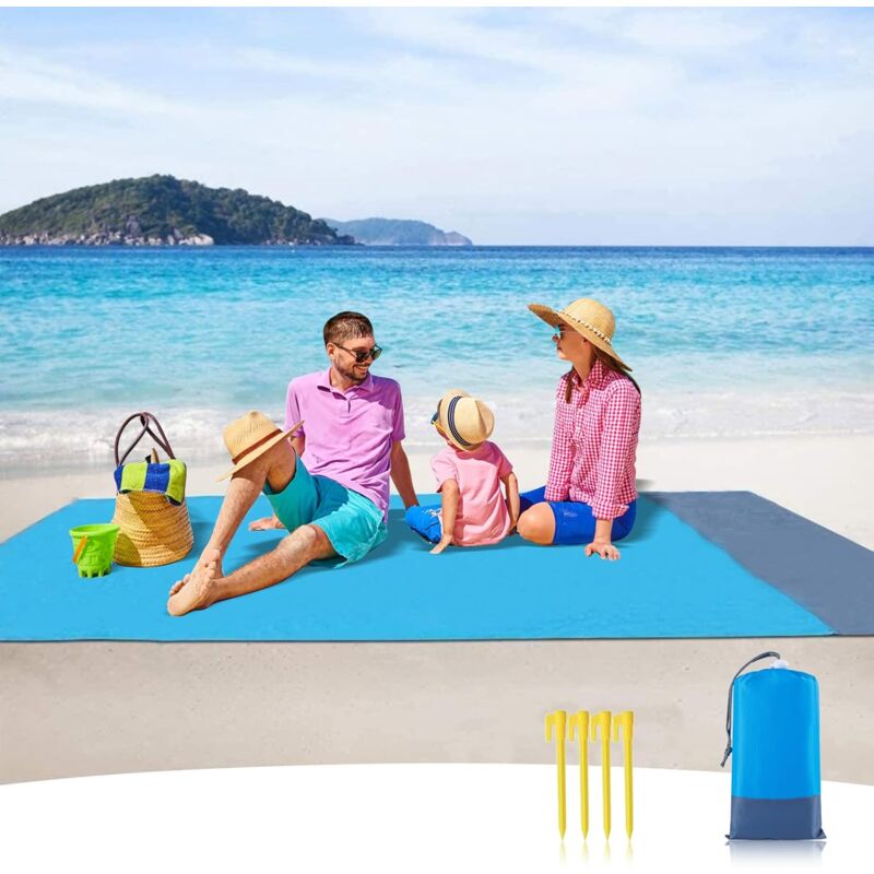 Sandproof Beach Blanket Waterproof Beach Mat 210 X 200 Cm 4 Fixing Corners Beach Mat For Beach Travel Camping Hiking - Image 1