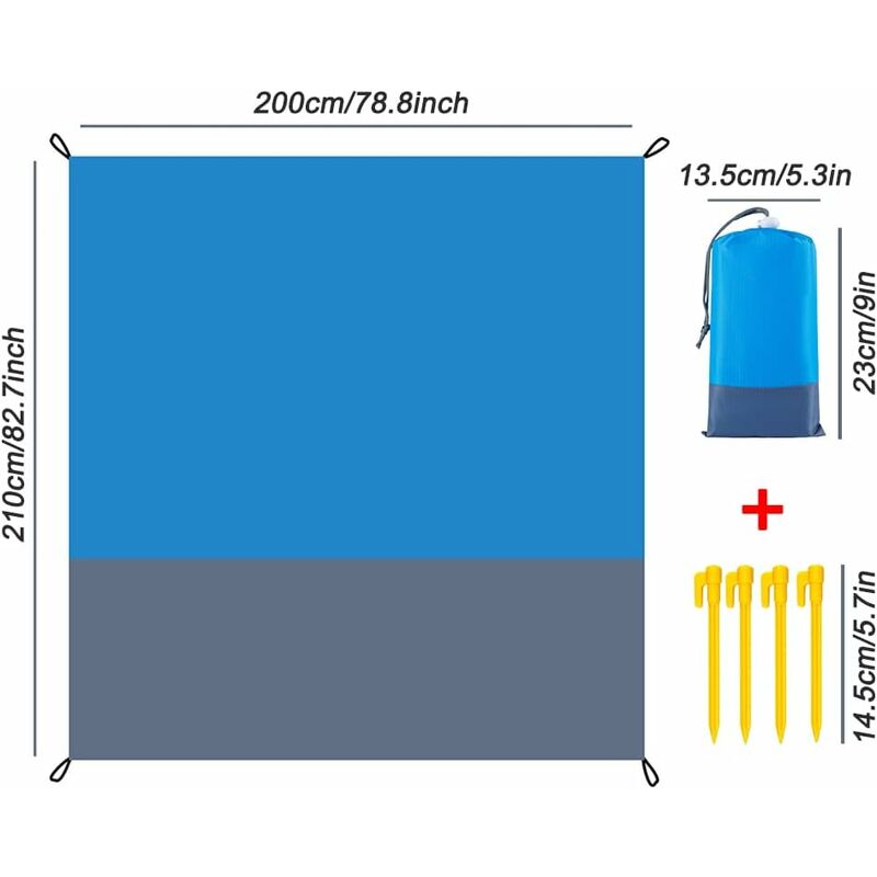 Sandproof Beach Blanket Waterproof Beach Mat 210 X 200 Cm 4 Fixing Corners Beach Mat For Beach Travel Camping Hiking - Image 2