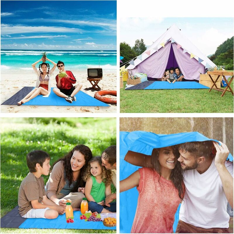Sandproof Beach Blanket Waterproof Beach Mat 210 X 200 Cm 4 Fixing Corners Beach Mat For Beach Travel Camping Hiking - Image 4